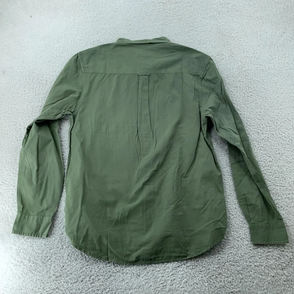 True Religion Shirt Mens Medium Olive Green Button Up Long Sleeve Logo Patch‎